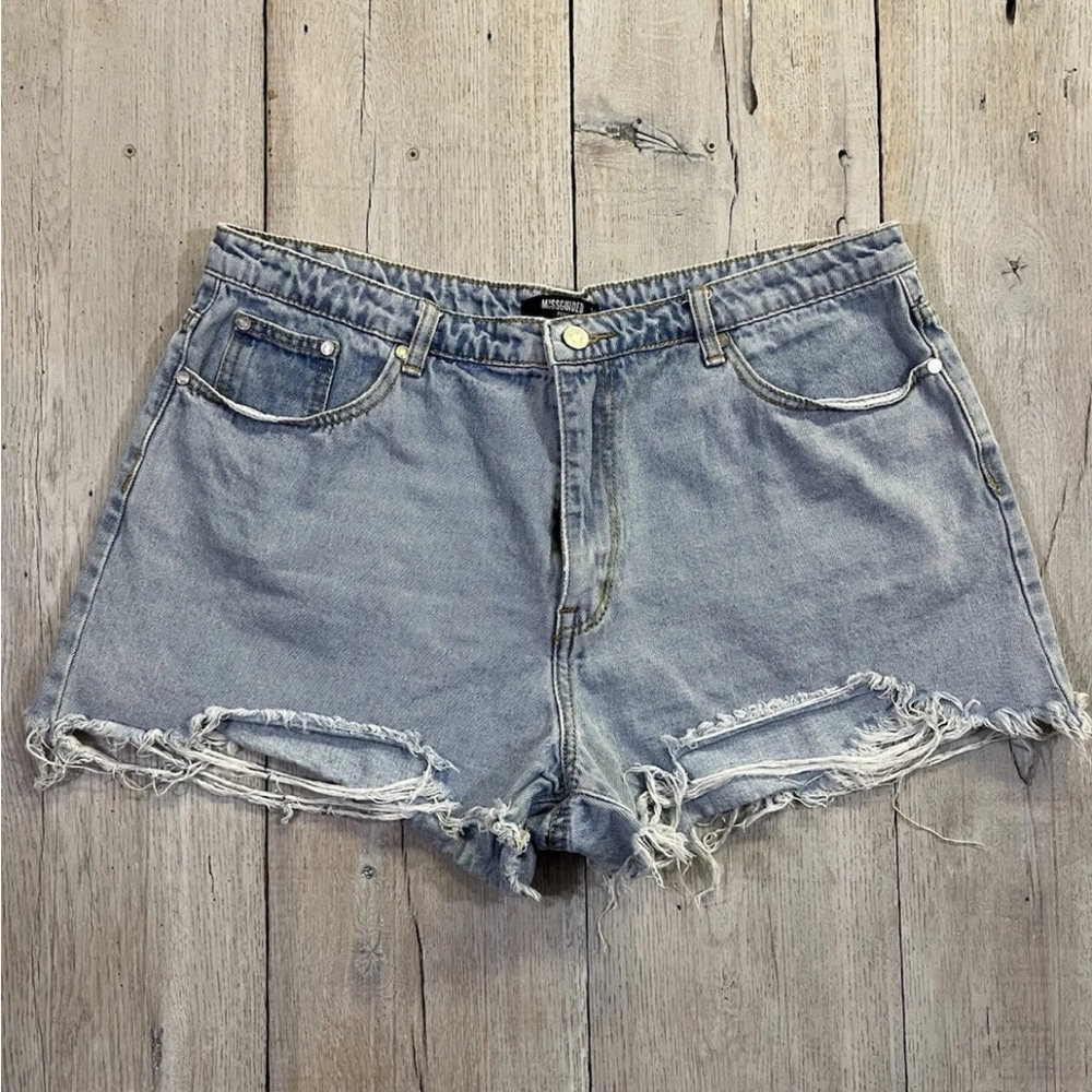 Missguided Denim Distressed Shorts Jorts Size 16
